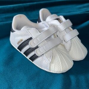 Baby Adidas White and Black Superstar Sneakers with Shell Toe